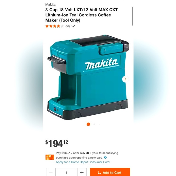 Makita 3-Cup 18-Volt LXT/12-Volt MAX CXT Lithium-Ion Teal Cordless Coffee Maker - Picture 9 of 13